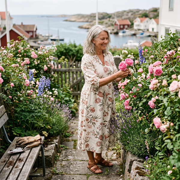 Trädgårdsarbete i sommarsolen.